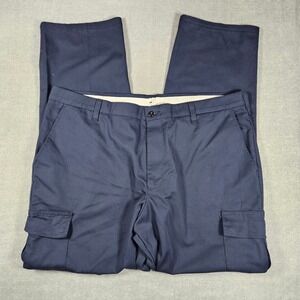 Aramark Authentic Mens Navy Blue Cargo Pants Stretch Adjustec 40x32 GP0821 Work